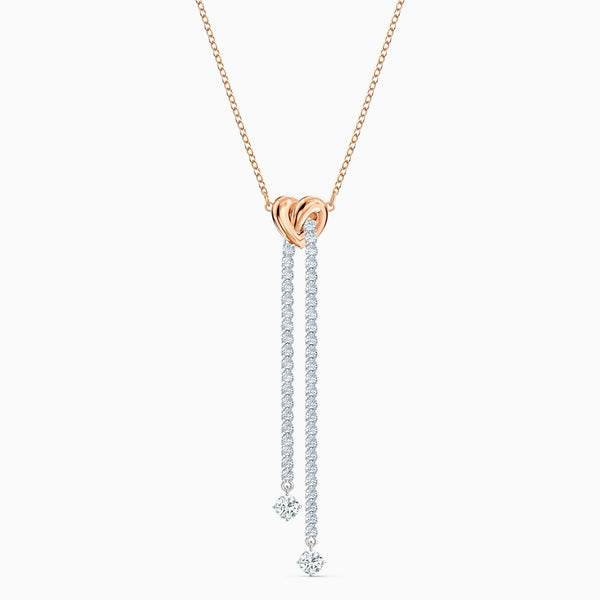 Lifelong Heart Y Necklace, White, Mixed Metal Finish